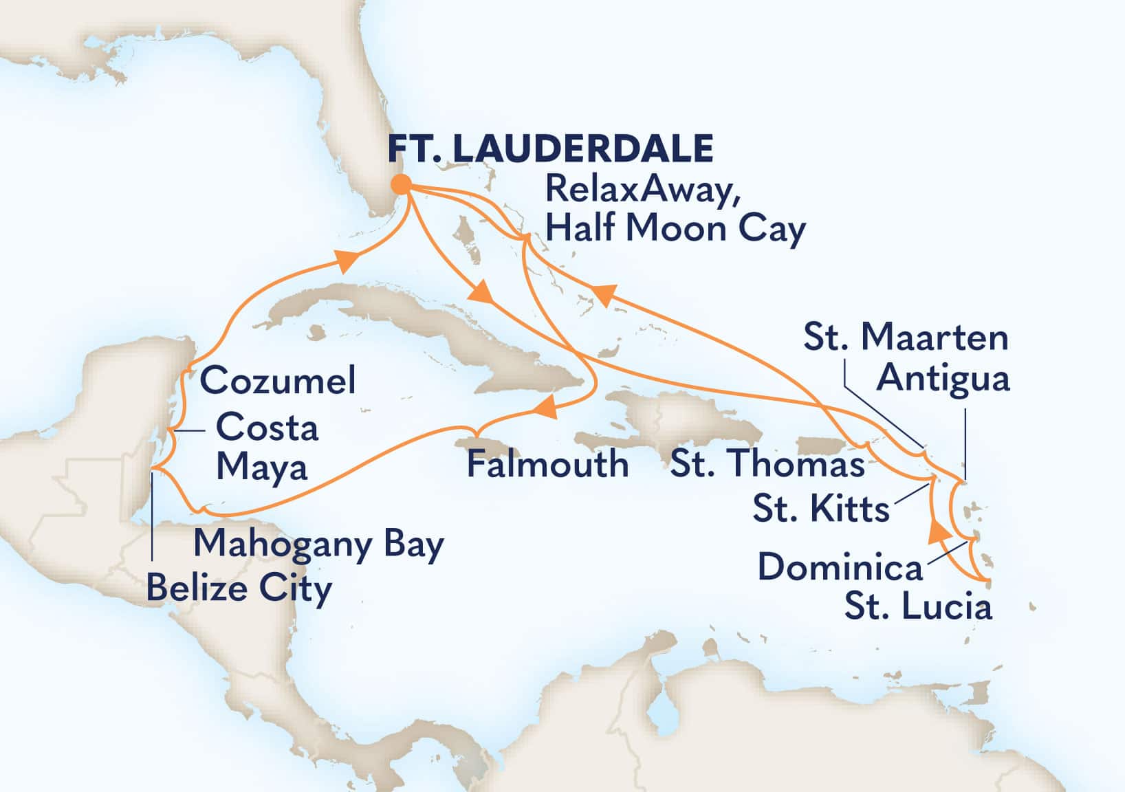 21-Day Western & Eastern Caribbean: Mexico & Leeward Islands