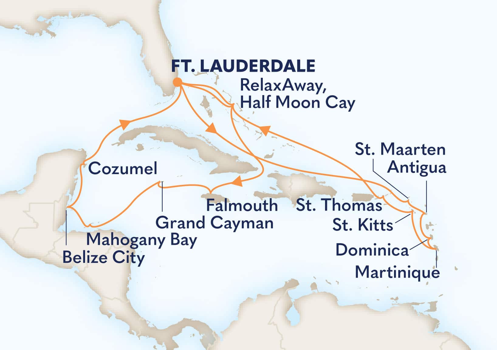 21-Day Western & Eastern Caribbean: Mexico & Leeward Islands