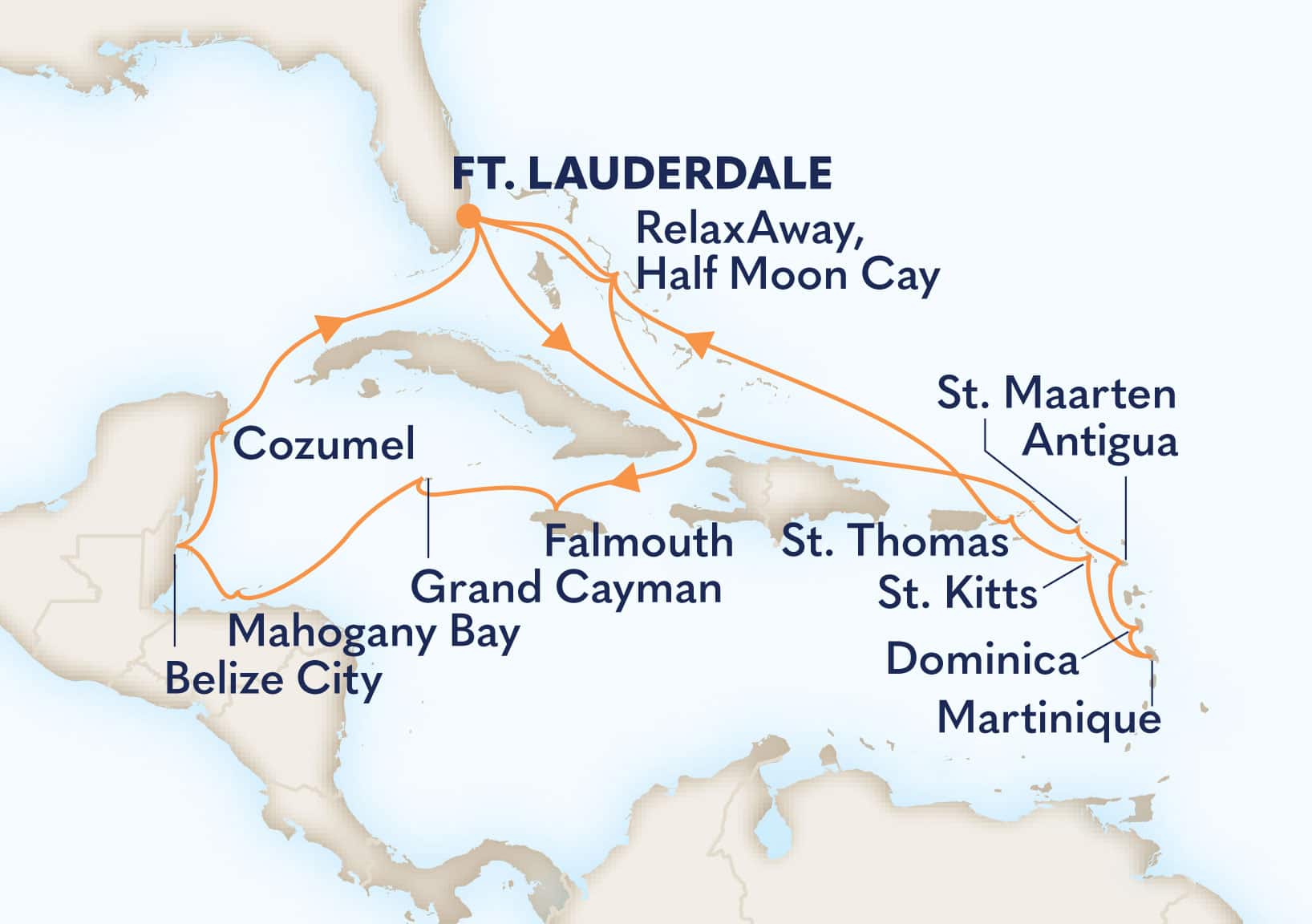 21-Day Western & Eastern Caribbean: Mexico & Leeward Islands