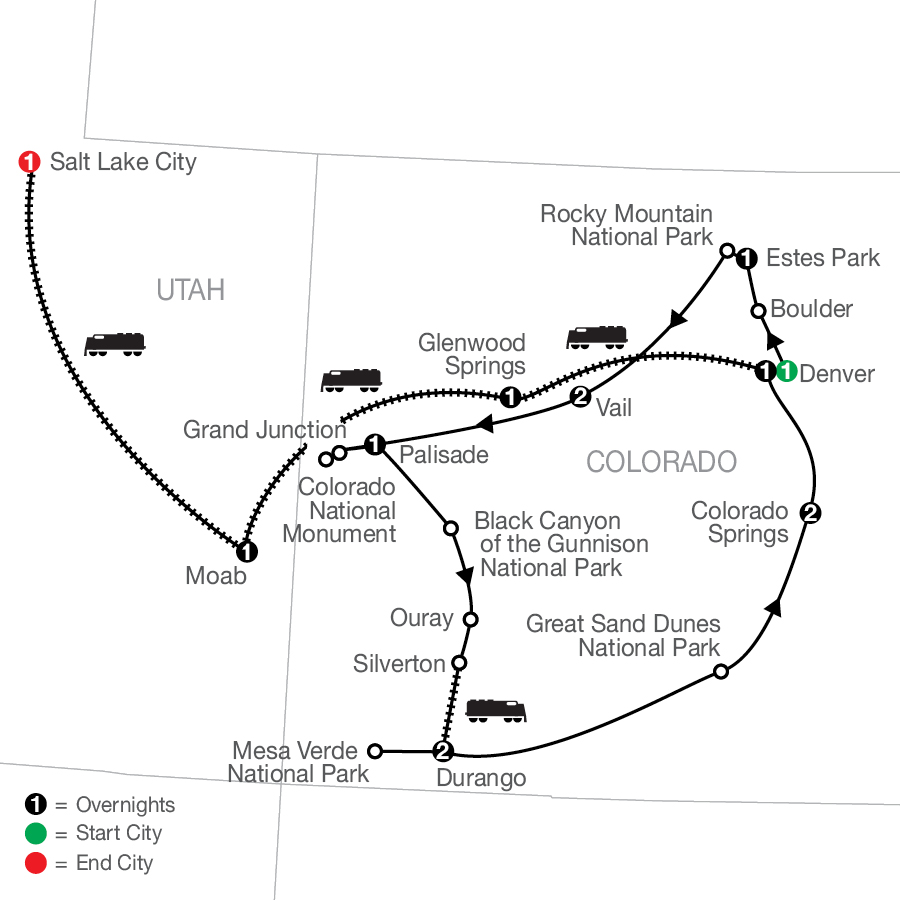 Colorful Colorado: Peaks, Parks, And Panoramas With Canyon Spirit Rail Journey